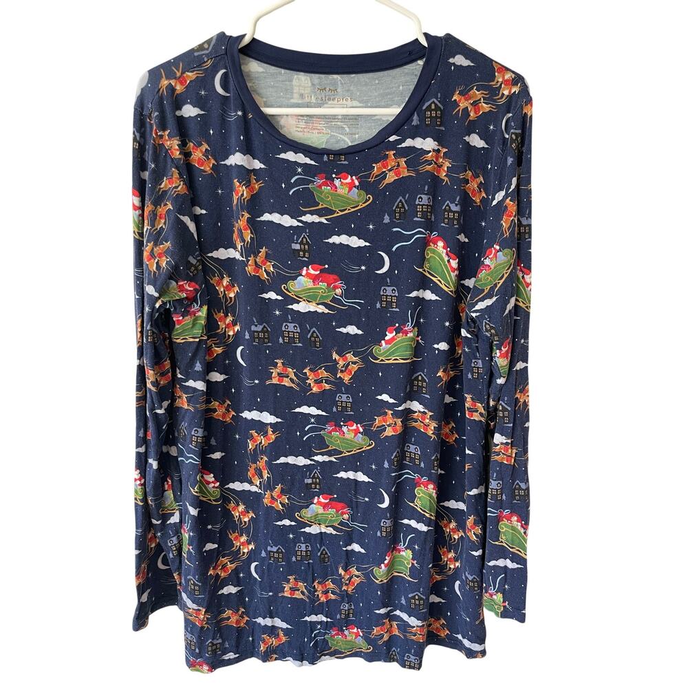 Little Sleepies Women's bamboo Pajama 2-piece set Santa's Sleigh size large